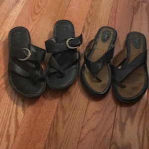 Two pair of women’s black sandals